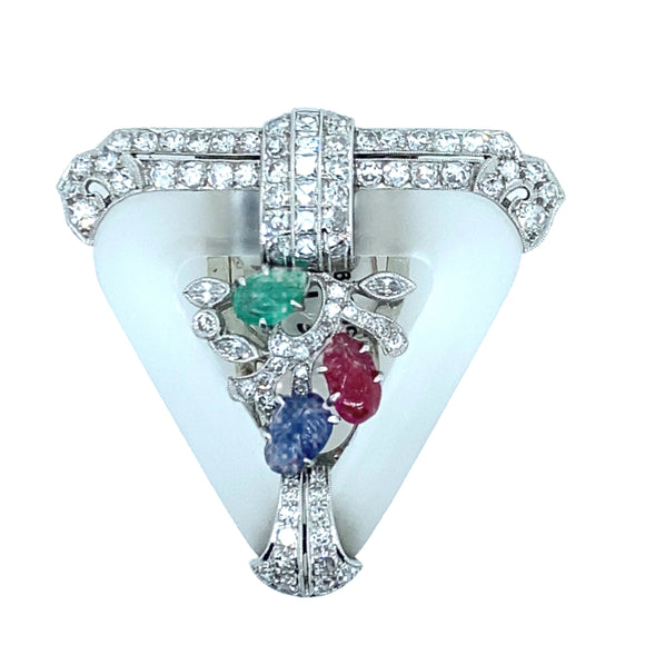 Tutti frutti, Art Déco, platinum, diamond, ruby, sapphire and emerald brooch, 1930.