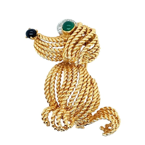 Boucheron gold, diamond and emerald dog brooch