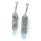 Aquamarine and diamond chandelier earrings