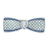 Art Déco platinum diamond and sapphire bow brooch