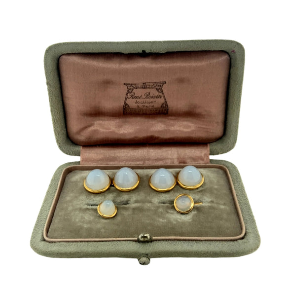 Rene Boivin gold and chalcedony cufflinks set
