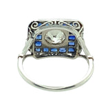 Art Deco platinum diamond and sapphire ring, 1920 c.a.