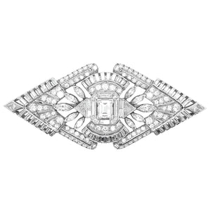 An Art Déco platinum ad diamond brooch. France, 1930.