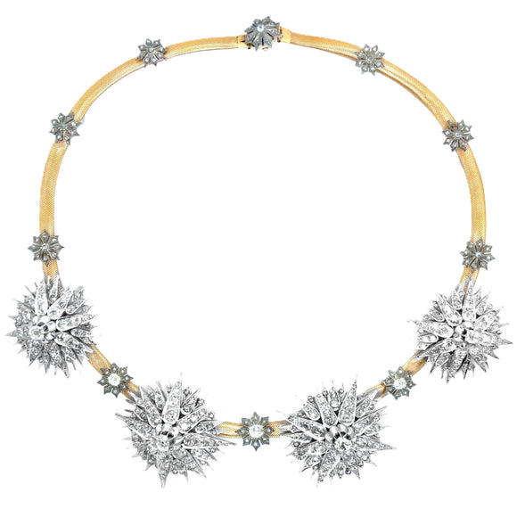 Important antique diamond star necklace-tiara. 1890