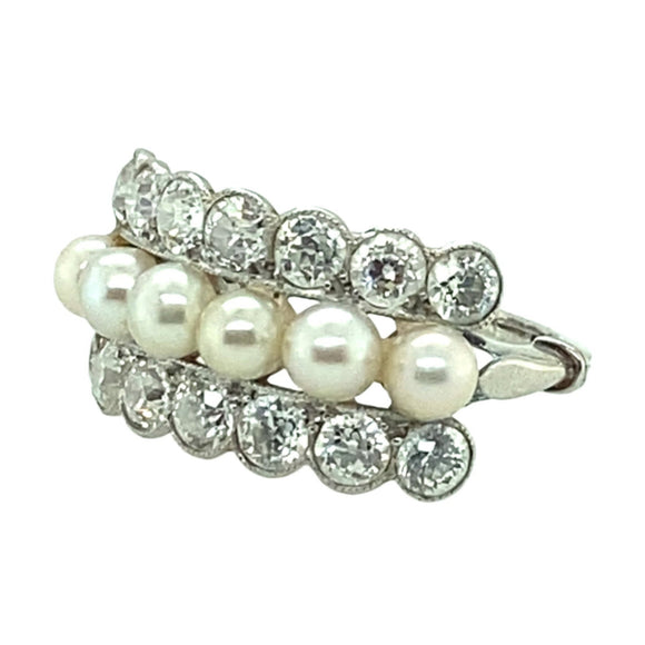 Art Déco diamond and pearl ring
