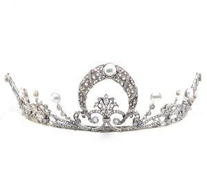 Important diamond and pearl tiara-necklace, 1915 c.a. Edwardian