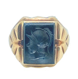 Retro gold and hematite intaglio men ring