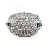 Art Déco platinum diamond and sapphire ring