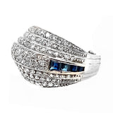 Art Déco platinum diamond and sapphire ring