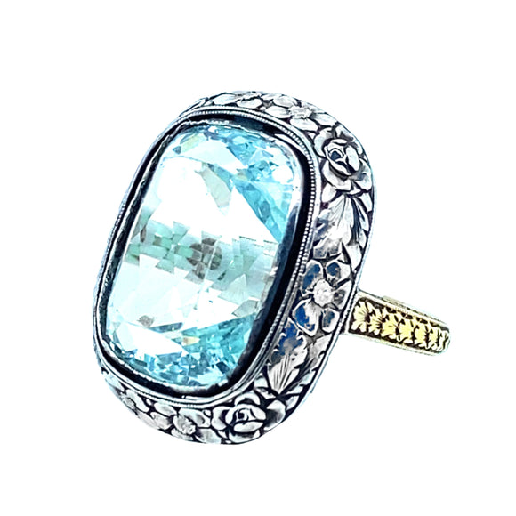 Belle Epoque gold aquamarine ring. 1900