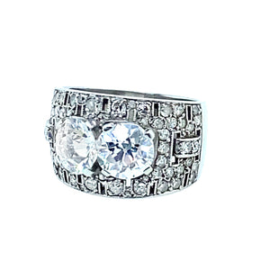 Art Deco platinum and diamond toi e moi ring