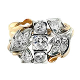 Retro gold platinum and diamond ring