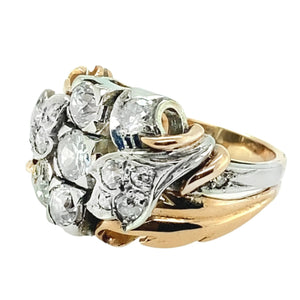 Retro gold platinum and diamond ring