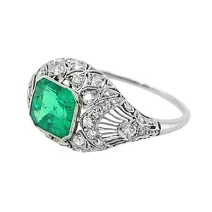 Art Déco emerald and diamond ring