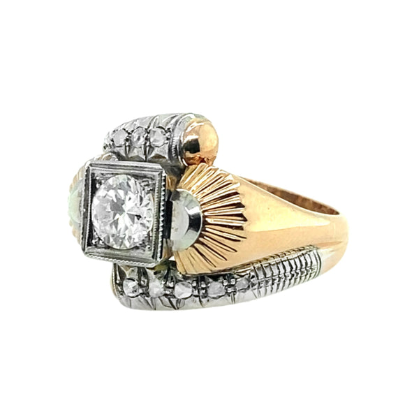 Italian retro gold and diamond ring, 1940