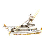 Art Déco diamond fishing boat brooch