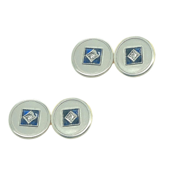 Art Déco diamond and sapphire cufflinks
