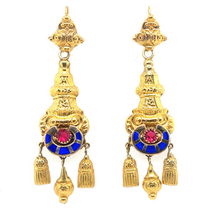 Georgian gold enamelled tassel earrings