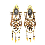 Victorian gold and cameo chandelier earrings