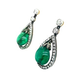 Antique diamond and emerald drop earrings