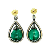 Antique diamond and emerald drop earrings