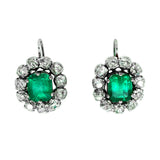 Antique Colombian Emerald Diamond Cluster Earrings, Circa 1890
