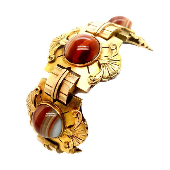 Antique gold and agate bracelet