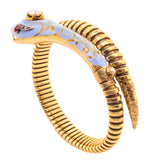 Bracciale a serpente in oro giallo e argento con diamanti, XIX Secolo 