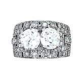 Art Deco platinum and diamond toi e moi ring