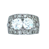 Art Deco platinum and diamond toi e moi ring