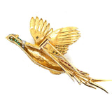 Hermes yellow gold and gemstone pheasant brooch