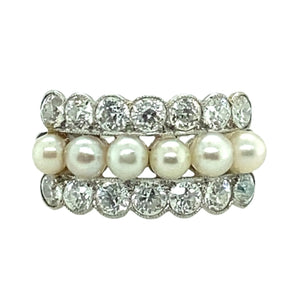 Art Déco diamond and pearl ring