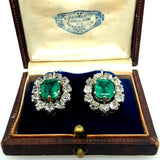 Antique Colombian Emerald Diamond Cluster Earrings, Circa 1890
