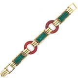 Bracciale antico a maglie in oro giallo con elementi in calcedonio, 1935 