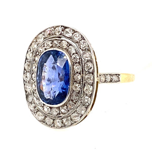 Edwardian diamond and sapphire target ring