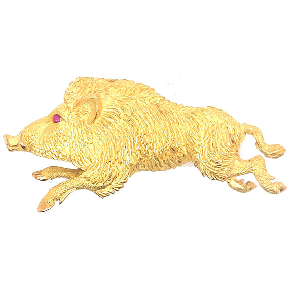 Vintage Hermes gold boar brooch, 1960