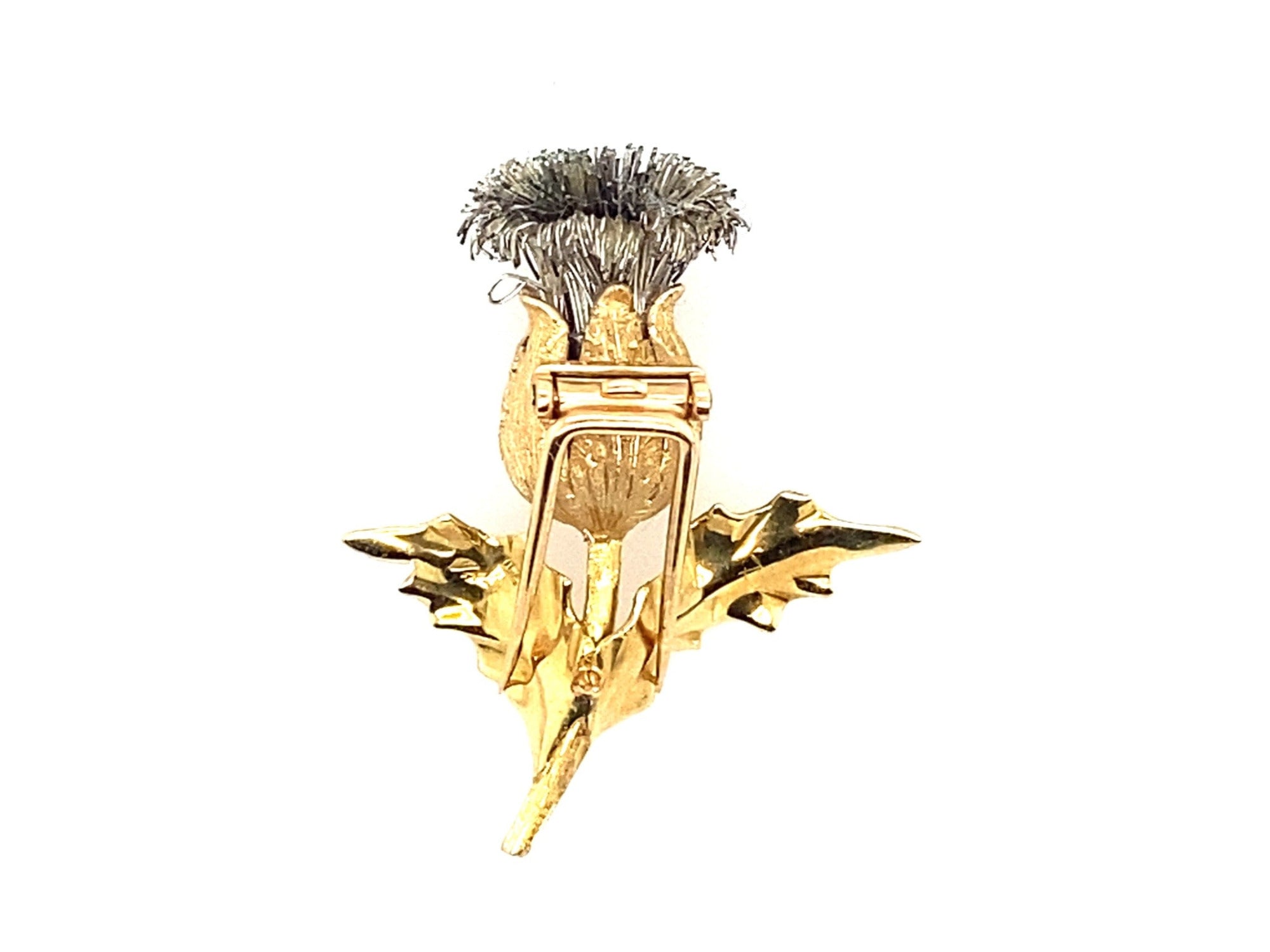 DSF Antique Jewelry Buccellati Gold Silver Thistle Flower Brooch Pin